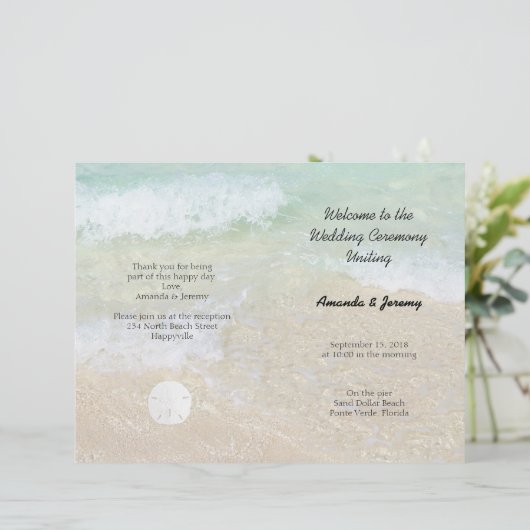Hoesje Tropisch Ocean Seaside Wedding Programme (Staand voorkant)