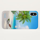 Hoesje: Tropische oceaanstrand met naam Case-Mate iPhone Case (Achterkant (horizontaal))