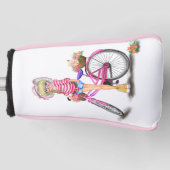 Hoesje van de Golfkop van Blonde Girl met roze bik Golfheadcover (Voorkant)