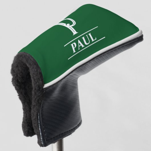 Hoesje van de Groene Monogrammed Putter Head Golfheadcover (3/4 voorkant)