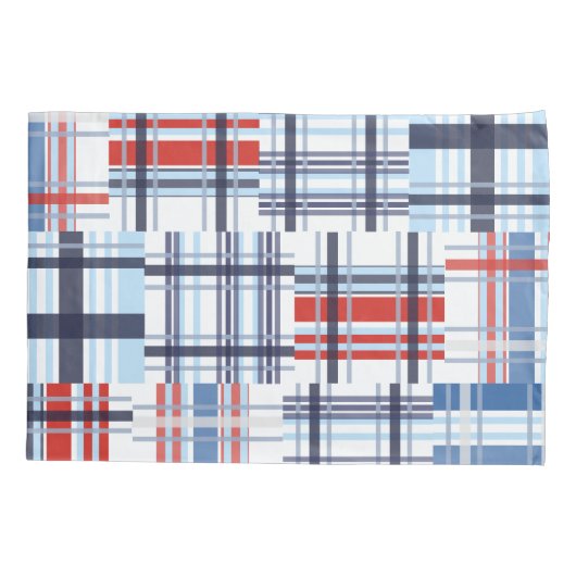 Hoesje van de rode, witte en blauwe Madras Pillow Kussensloop (Achterkant)