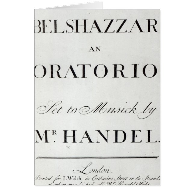 Hoesje van de score voor Belshazzar door Handel (Voorkant)