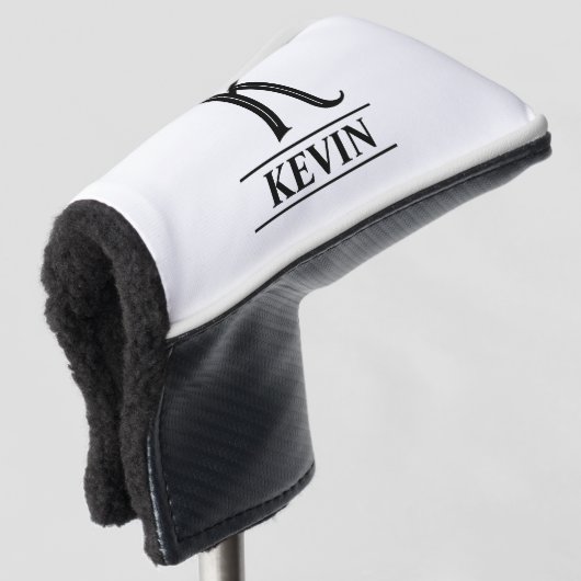 Hoesje van de zwarte monogrammed Putter Head Golfheadcover (3/4 voorkant)