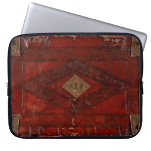 Hoesje van gelooid gelookt leder en messing boek laptop sleeve