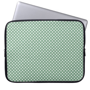 Hoesje van groene en witte poka Dots Laptop Sleeve