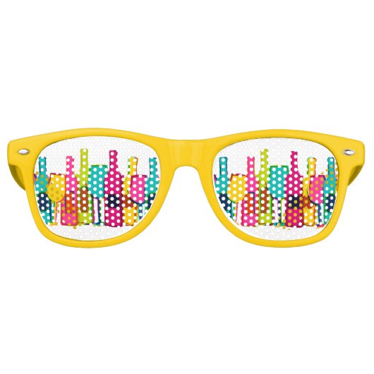 Hoesje van het flespatroon van kleurrijke wijnfles retro zonnebril (Voorkant)