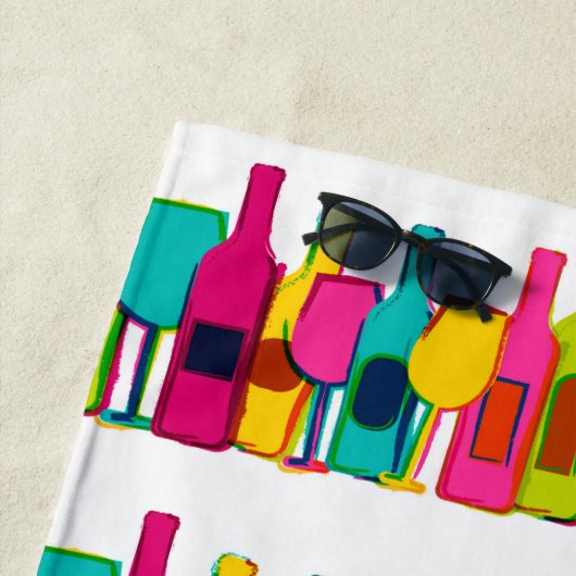 Hoesje van het flespatroon van kleurrijke wijnfles strandlaken (In situ)