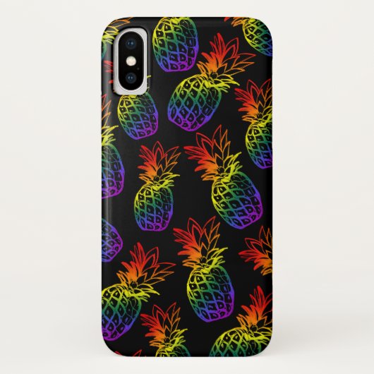 Hoesje voor iPhone/iPad met regenboogananas. (Achterkant)