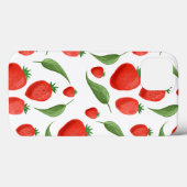 Hoesje voor iPhone met vers bladpatroon van aardbe (Achterkant (horizontaal))