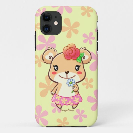 Hoesje voor Kawaii Spring Time Flower Beer iPhone  (Achterkant)