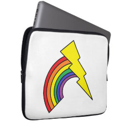 Hoesje voor laptop met regenboog en gele bliksembo sleeve