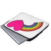 Hoesje voor laptop met roze hart en regenboog laptop sleeve (Voorkant onderkant)