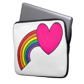 Hoesje voor laptop met roze hart en regenboog laptop sleeve (Voorkant Links)