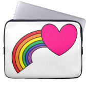 Hoesje voor laptop met roze hart en regenboog laptop sleeve (Voorkant)