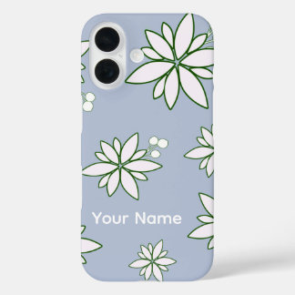 hoesje voor telefoon periwinkle met witte bloemen