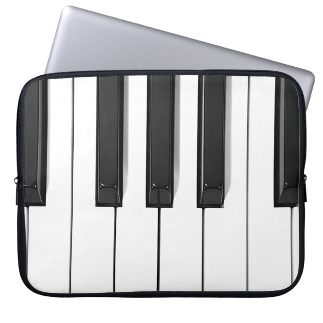 Hoesje voor zwart-wit pianotoetsenbord laptop sleeve (Voorkant)