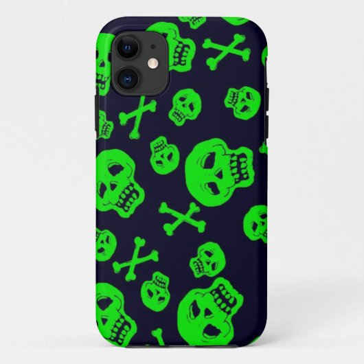 Hoesje voor zwarte en groene schedels voor iPhone  (Achterkant)