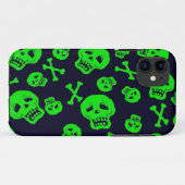 Hoesje voor zwarte en groene schedels voor iPhone  (Achterkant (horizontaal))