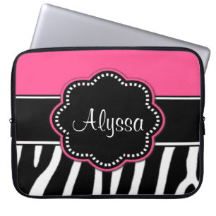 Hoesje Zebra Print Pink Monogram laptop Laptop Sleeve