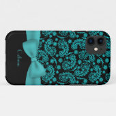 Hoesje zwart/Turquoise Paisley iPhone 5 (Achterkant (horizontaal))