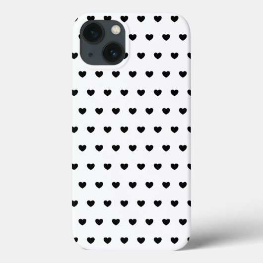 Hoesje zwart-wit hartenpatroon voor iPhone (Achterkant)