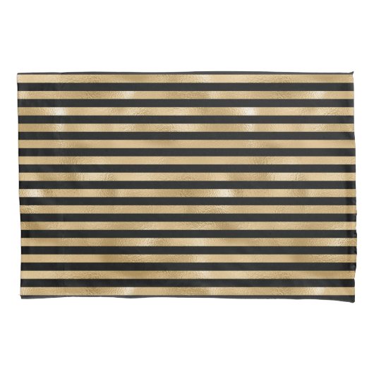 Hoesjes met zwarte en gouden strips kussensloop (Voorkant-Links)