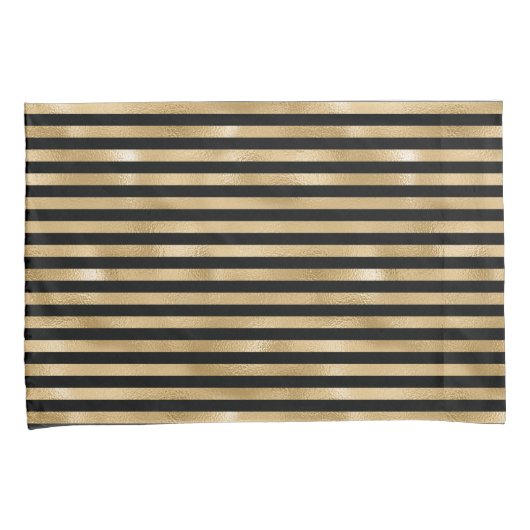 Hoesjes met zwarte en gouden strips kussensloop (Voorkant-Rechts)