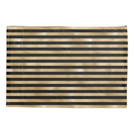 Hoesjes met zwarte en gouden strips voor beddengoe kussensloop (Achterkant-Links)