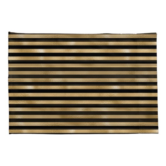 Hoesjes met zwarte en gouden strips voor beddengoe kussensloop (Achterkant-Rechts)