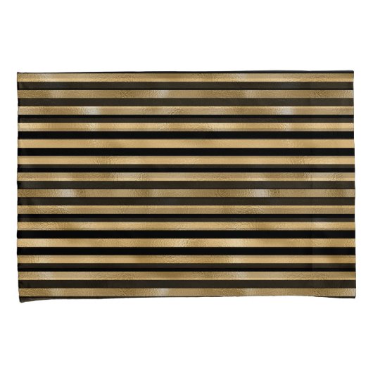 Hoesjes met zwarte en gouden strips voor beddengoe kussensloop (Voorkant-Rechts)