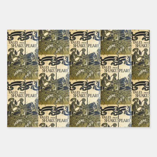 Hoesjes uit het oude boek (beige en groen) inpakpapier vel (Voorkant 2)