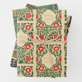 Hoesjes uit het oude boek (beige en groen) inpakpapier vel (In situ)