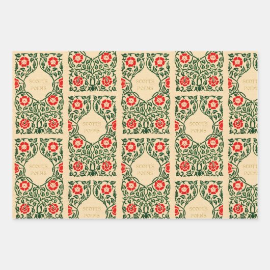 Hoesjes uit het oude boek (beige en groen) inpakpapier vel (Voorkant)