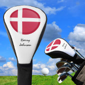 Hoesjes van Deense vlaggen en golfclubs met monogr Golfheadcover