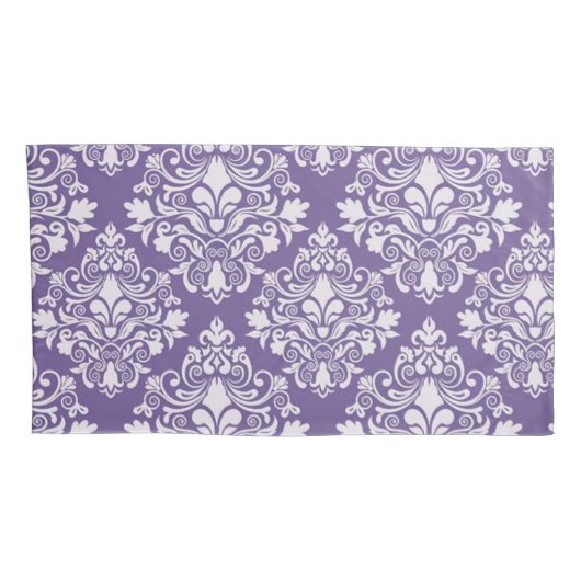 Hoesjes van Monogram Paarse Damask Pillow Kussensloop (Achterkant-Rechts)