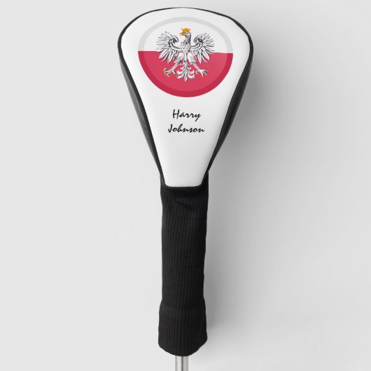 Hoesjes van Poolse vlaggen en golfclubs met monogr Golfheadcover (Voorkant)