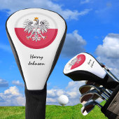 Hoesjes van Poolse vlaggen en golfclubs met monogr Golfheadcover