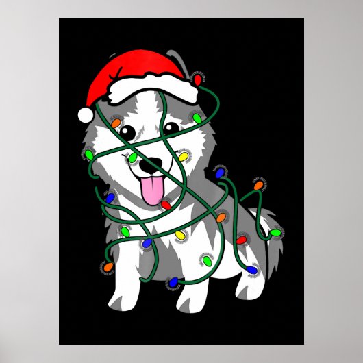 Hoesse kerstlampjes Decoratie Funny Husky (Voorkant)