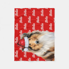 Hoest Collie Dog Name Patterated Red Kerstmis Fleece Deken