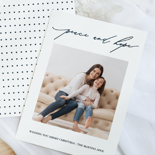 Hoest en hoopkalligrafie Vakblauwe en witte feestd Kaart