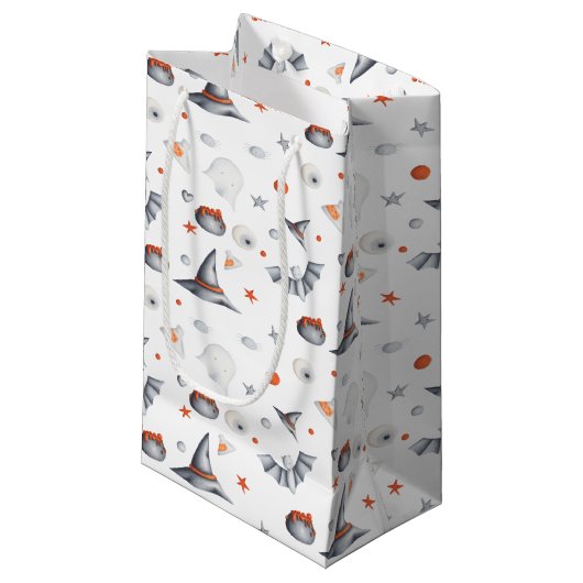 Hoesten en vleermuizen Halloween-patroon Klein Cadeauzakje (Voorkant Gekanteld)