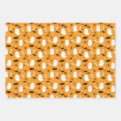 Hoesten en vleermuizen Oranje Halloween Inpakpapier Vel (Voorkant)
