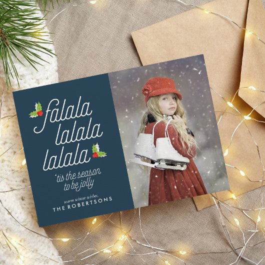 Hoesten van Holly-kerstfoto Feestdagenkaart