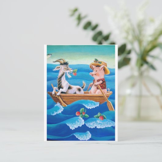 "Hoeveel aardbeien groeien er in het zee?" Briefkaart (Staand voorkant)