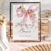Hoeveel Bogen Bloemen Roze Bow Baby shower Poster