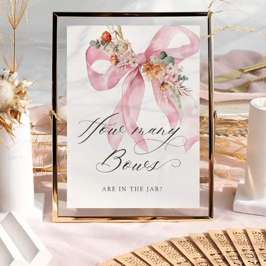 Hoeveel Bogen Bloemen Roze Bow Baby shower Poster