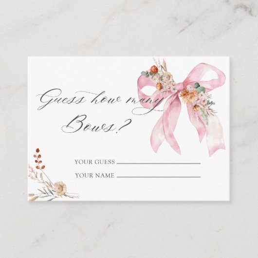 Hoeveel Bogen Bloemen Roze Bow Informatiekaartje (Voorkant)