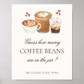 Hoeveel bonen koffie Vrijgezellenfeest spel teken Poster (Voorkant)