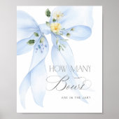 Hoeveel Bows Blue floral Bow baby shower Poster (Voorkant)