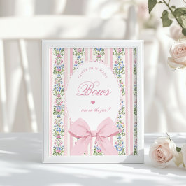 Hoeveel Bows Guessing Game Coquette Bow Pink Poster